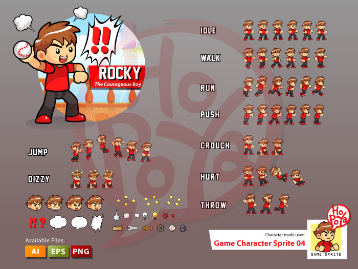 Rocky The Courageous Boy Game Sprites 