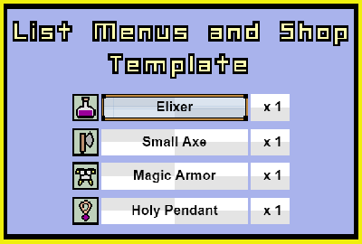 List Menus & Shop Template 