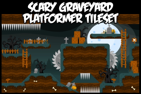 Scary Graveyard - Platformer Tileset 