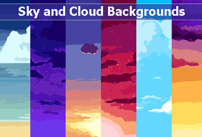 2D Pixel Art Backgrounds (10 Sky & Cloud ) #3 