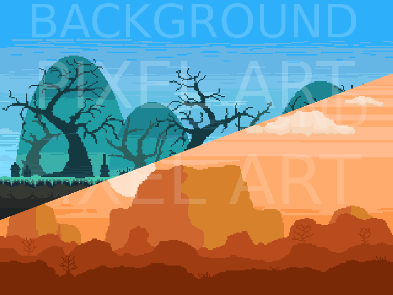 10 Parallax Pixel Art Backgrounds Pack #1 