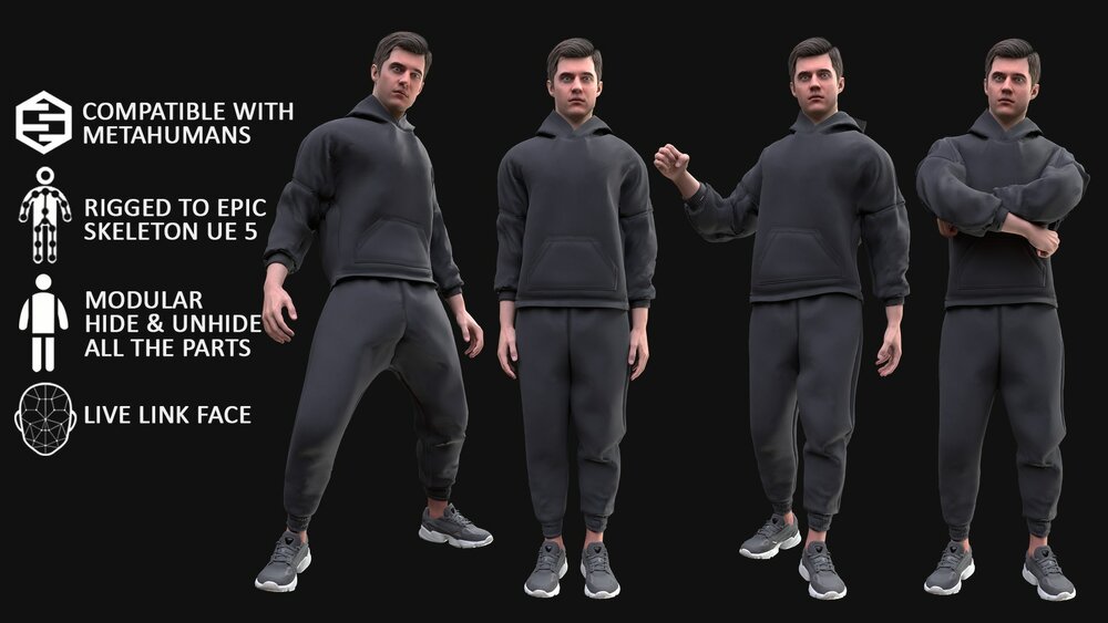 Man - Sport Outfit 3 - Modular - Rigged 