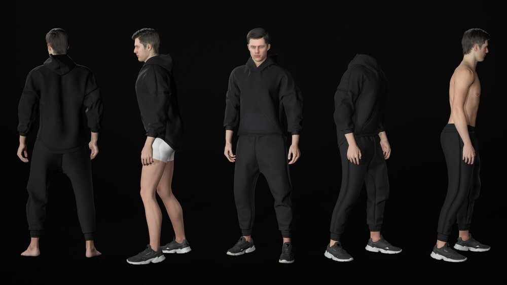 Man - Sport Outfit 3 - Modular - Rigged 