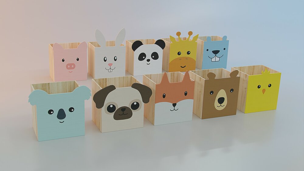 Kids Bookcase - Animal Storage Box 