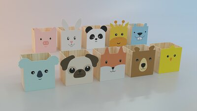 Kids Bookcase - Animal Storage Box 