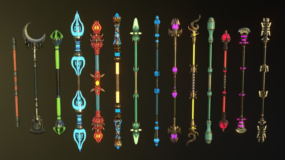 Fantasy Indian Staff Set 04 