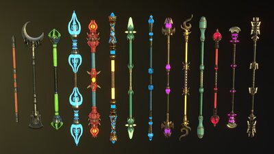 Fantasy Indian Staff Set 04 