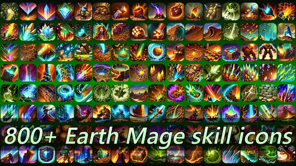 800+ earth mage skill icons 