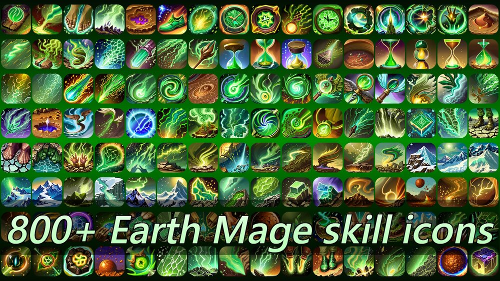 800+ earth mage skill icons 