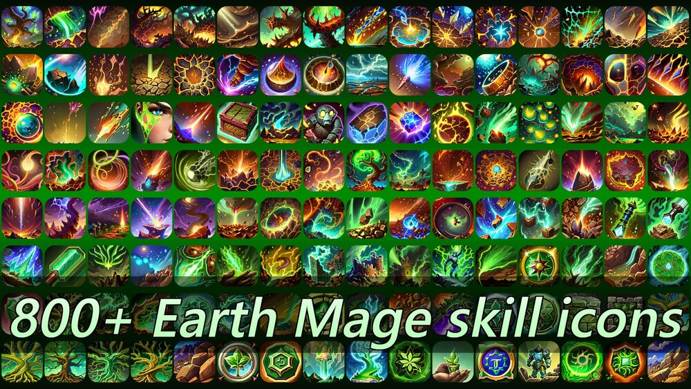 800+ earth mage skill icons 