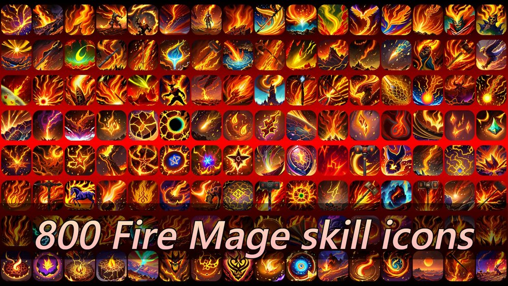 800 Fire Mage skill icons 