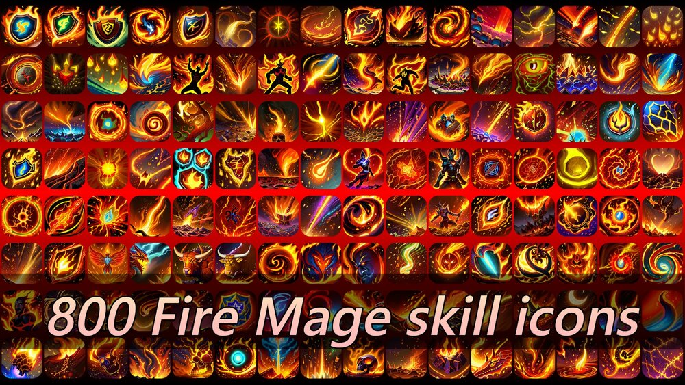 800 Fire Mage skill icons 