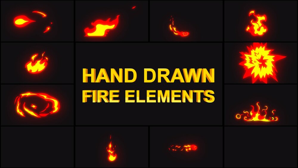 Hand Drawn FIRE Elements 24 fps 