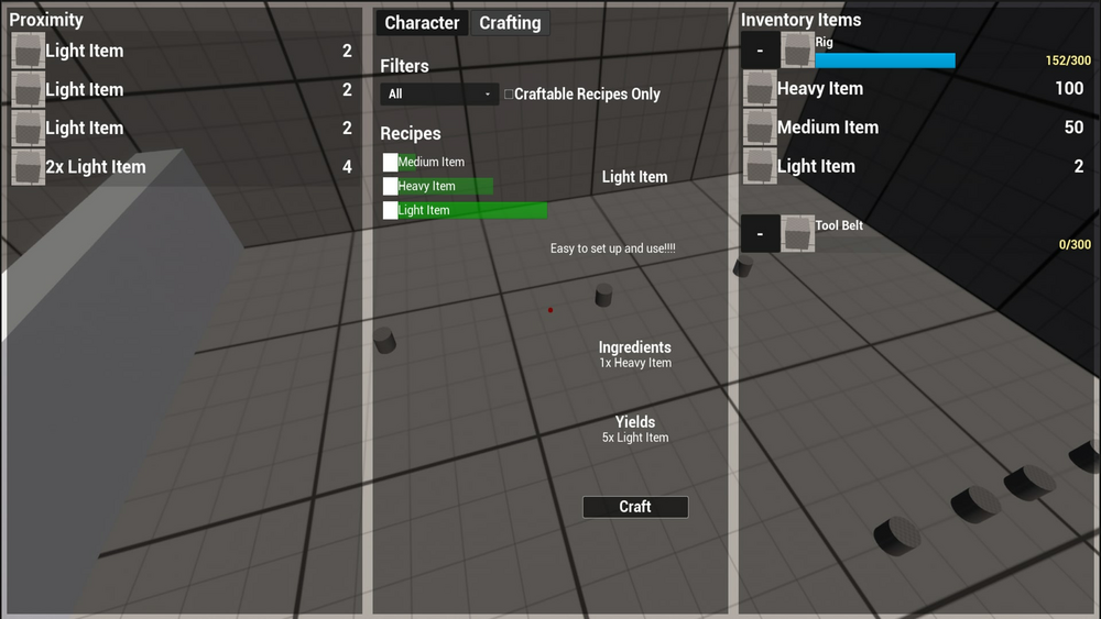 Inventory and Crafting System 