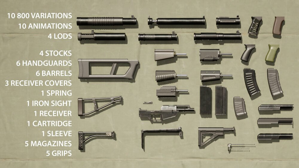 FPS VAL Modular Weapons Pack  (HQ soviet silent assault rifles) 