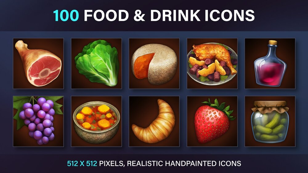 Food Drink Vegetable And Fruit Icons 