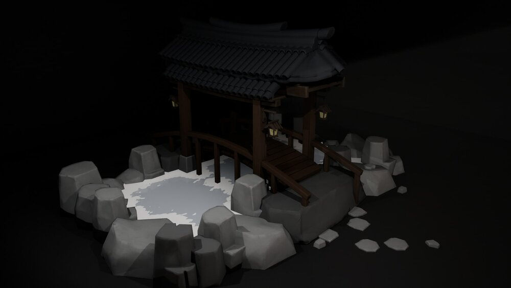 Stylized Japanese Onsen & Hot Spring 