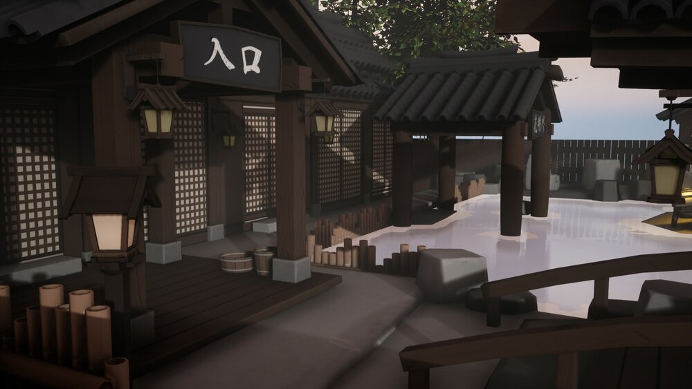 Stylized Japanese Onsen & Hot Spring 