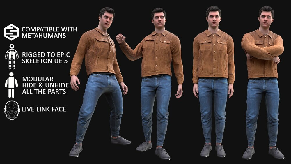 Man - Autumn Outfit 8 - Modular - Rigged 