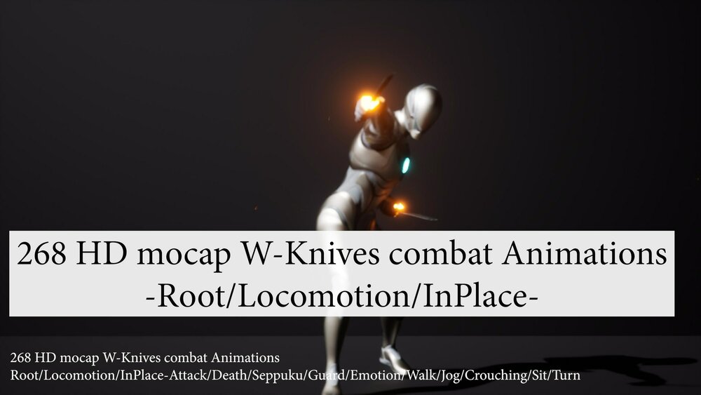 268 HD mocap W-Knives combat Animations Complete set-Root/Locomotion/InPlace 