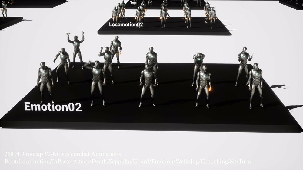 268 HD mocap W-Knives combat Animations Complete set-Root/Locomotion/InPlace 