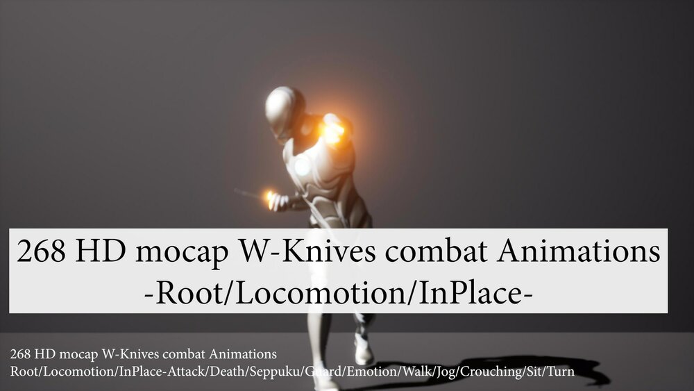 268 HD mocap W-Knives combat Animations Complete set-Root/Locomotion/InPlace 