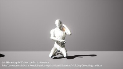 268 HD mocap W-Knives combat Animations Complete set-Root/Locomotion/InPlace 