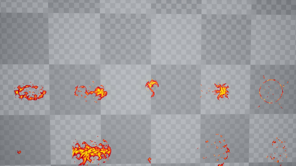 20 Fire Pixel Sprite VFX 