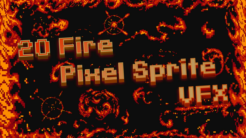 20 Fire Pixel Sprite VFX 