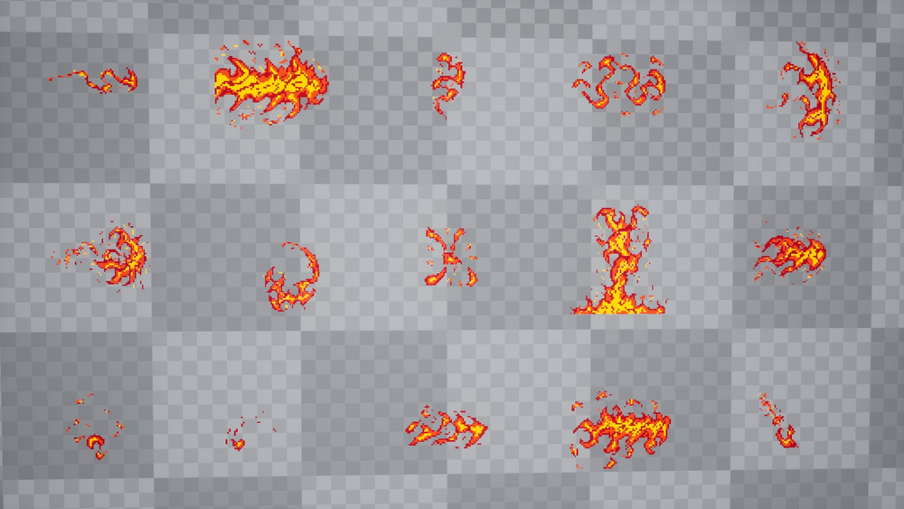 20 Fire Pixel Sprite VFX 