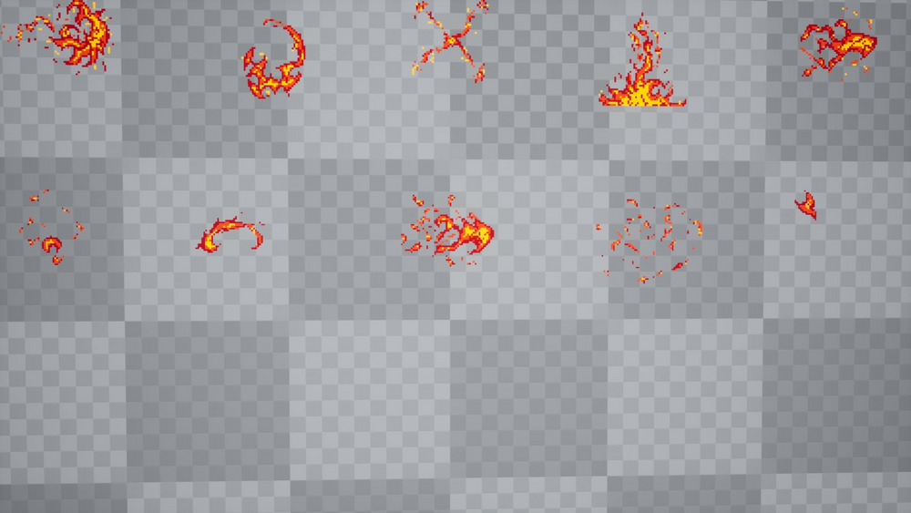 20 Fire Pixel Sprite VFX 