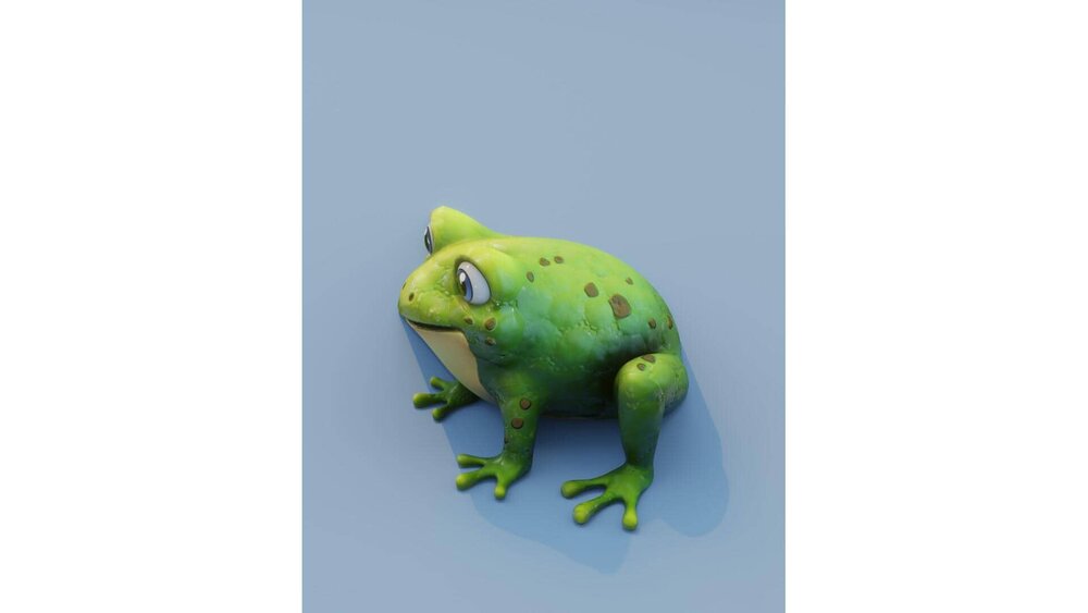 Cartoon Frog Animated 3D Model 