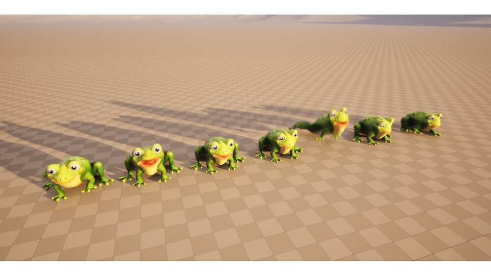 Cartoon Frog Animated 3D Model 