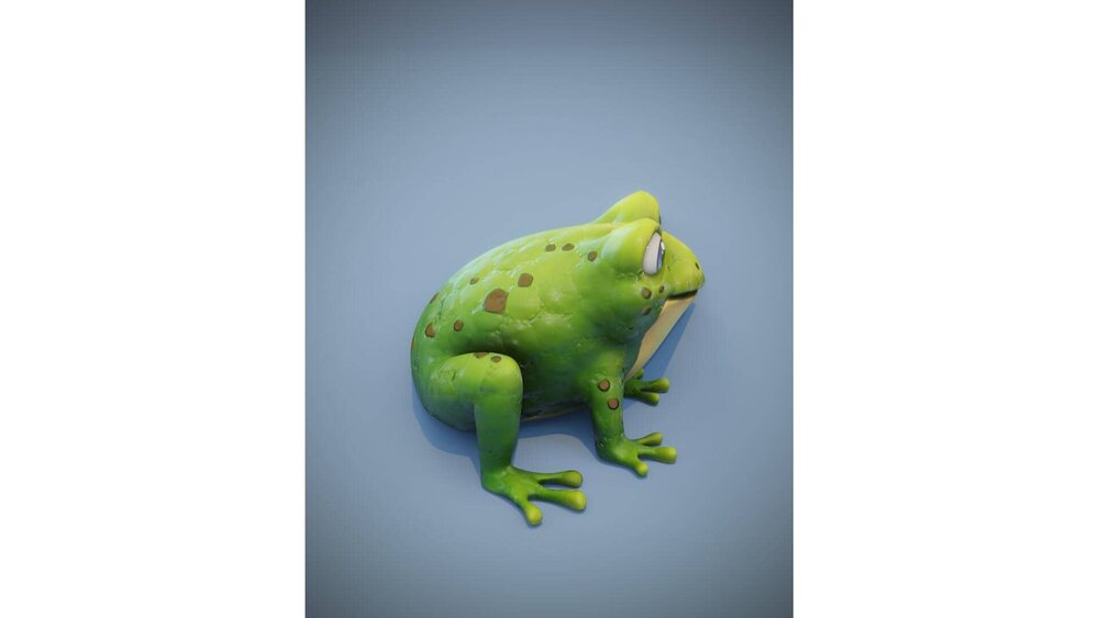 Cartoon Frog Animated 3D Model 