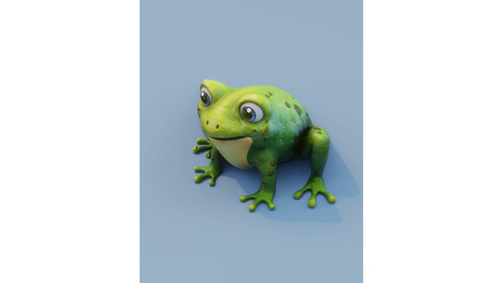 Cartoon Frog Animated 3D Model 