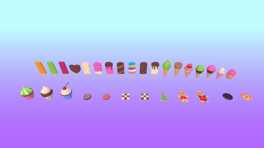 Food Pack: Low Poly Pastry, Sweets & Desserts 