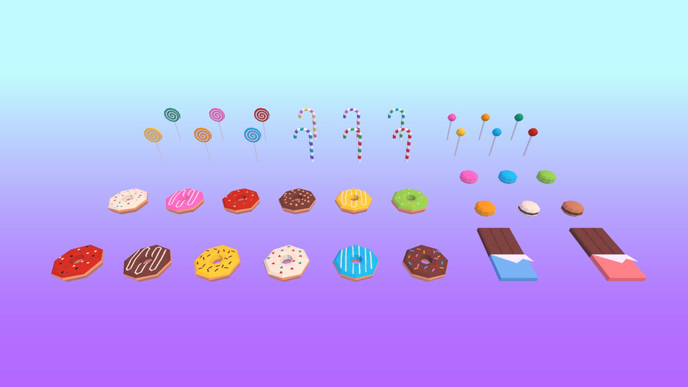 Food Pack: Low Poly Pastry, Sweets & Desserts 