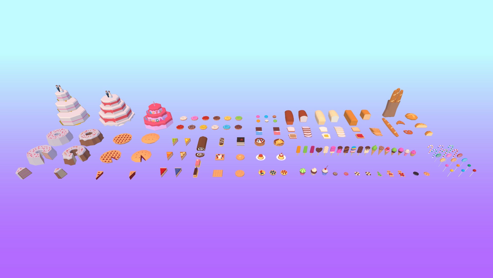 Food Pack: Low Poly Pastry, Sweets & Desserts 