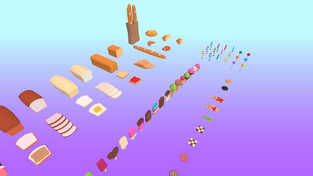 Food Pack: Low Poly Pastry, Sweets & Desserts 