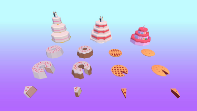 Food Pack: Low Poly Pastry, Sweets & Desserts 