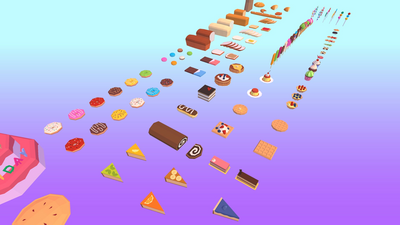 Food Pack: Low Poly Pastry, Sweets & Desserts 