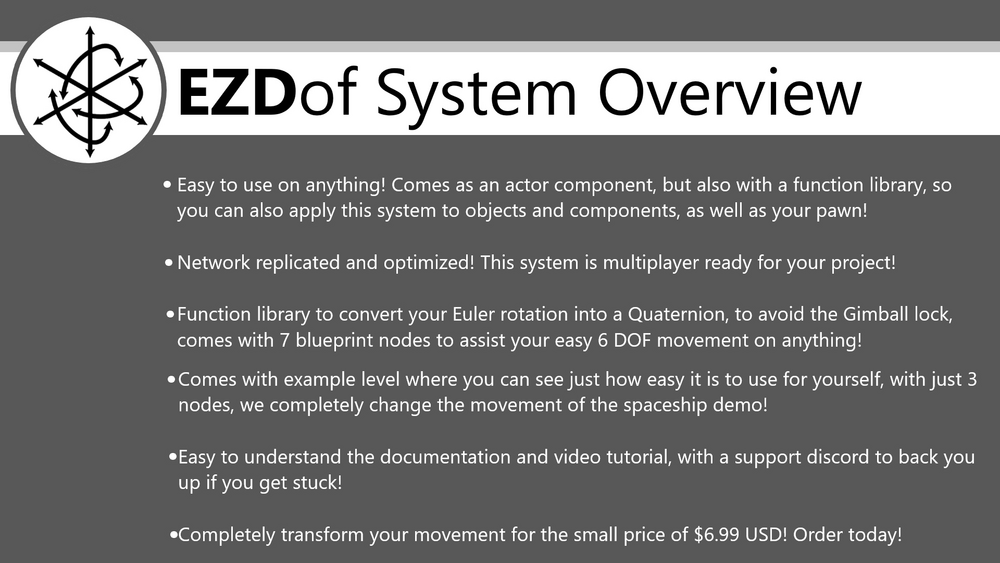 EZDof - Clean Gimball Lock Solution / 6 Degree of Freedom Movement Component 