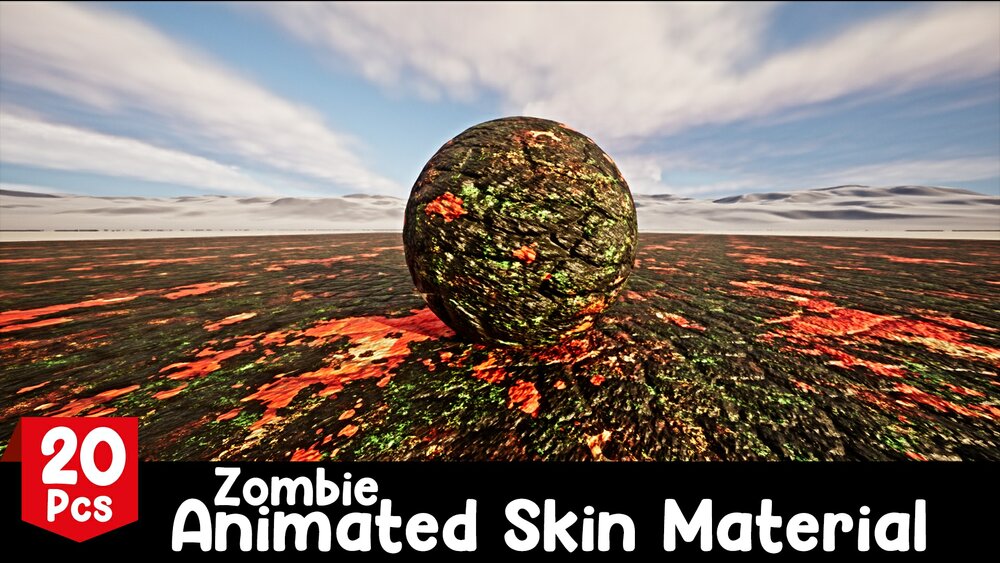 Zombie Skin Animated Material - 20 Pcs 4K Tileable Material 