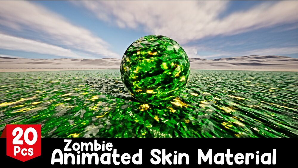 Zombie Skin Animated Material - 20 Pcs 4K Tileable Material 