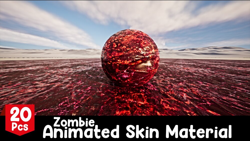 Zombie Skin Animated Material - 20 Pcs 4K Tileable Material 