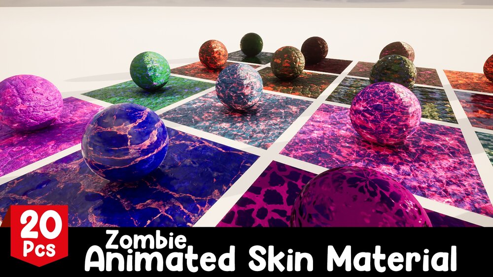 Zombie Skin Animated Material - 20 Pcs 4K Tileable Material 