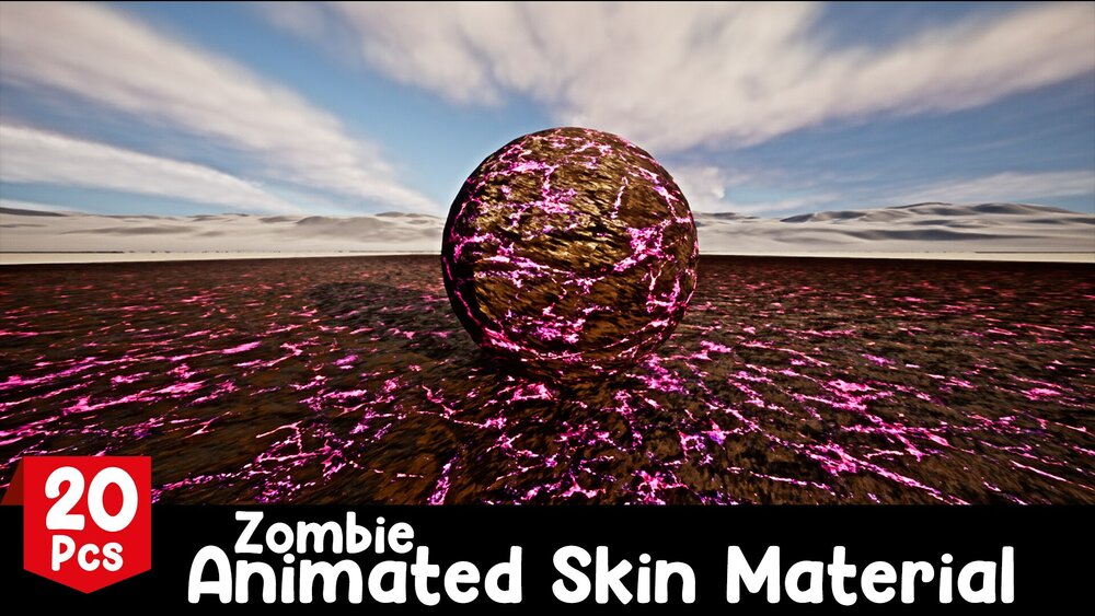 Zombie Skin Animated Material - 20 Pcs 4K Tileable Material 