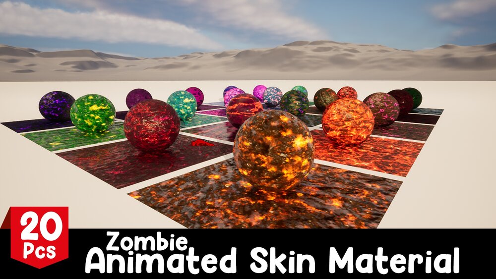 Zombie Skin Animated Material - 20 Pcs 4K Tileable Material 