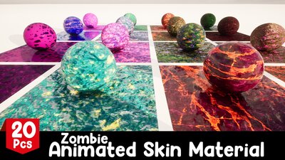 Zombie Skin Animated Material - 20 Pcs 4K Tileable Material 