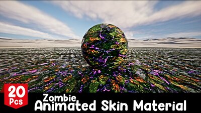 Zombie Skin Animated Material - 20 Pcs 4K Tileable Material 